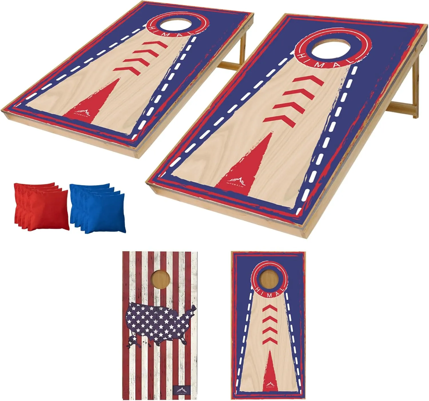Himal Outdoors Cornhole Board Set, Choose Between 4 x 2 Feet or 3 x 2 Feet Game Boards Includes 8 Corn Hole Toss Bags