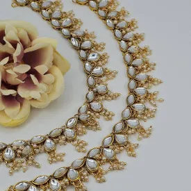 Kajal Kundan Stone  Pearl detailed Anklets