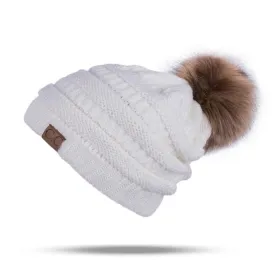 Knitted Pom Pom Beanie Hat