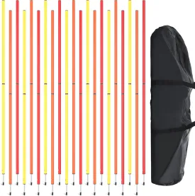 Leyndo 21 Pcs 5ft Slalom Training Agility Poles Detachable Soccer Training Poles with Plug Base Slalom Pole Training Equipment for Agility Training