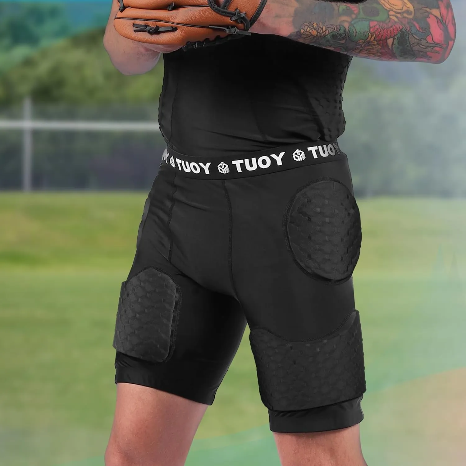 Mens Padded Football Girdle with Pads Hip Thigh Butt Tailbone Protector Pants Youth Adult Protective for Baseball