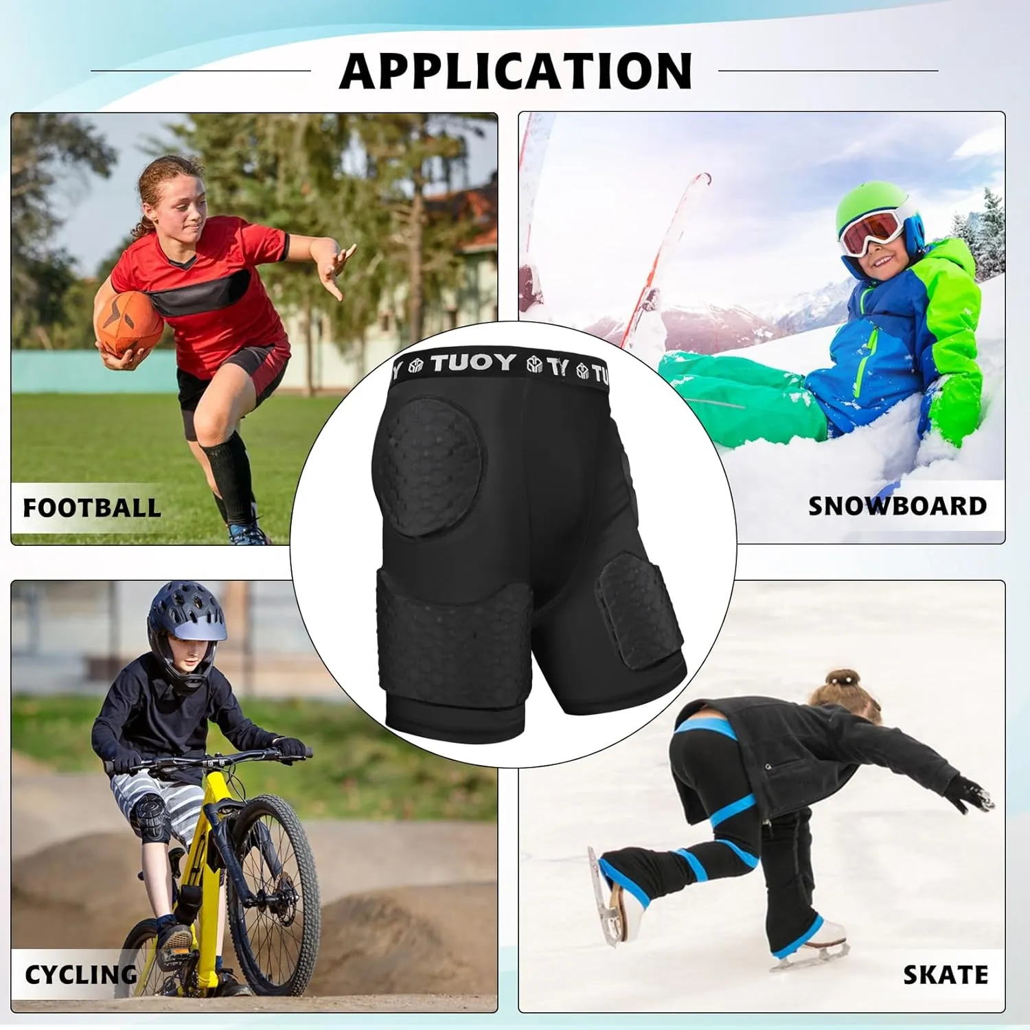 Mens Padded Football Girdle with Pads Hip Thigh Butt Tailbone Protector Pants Youth Adult Protective for Baseball