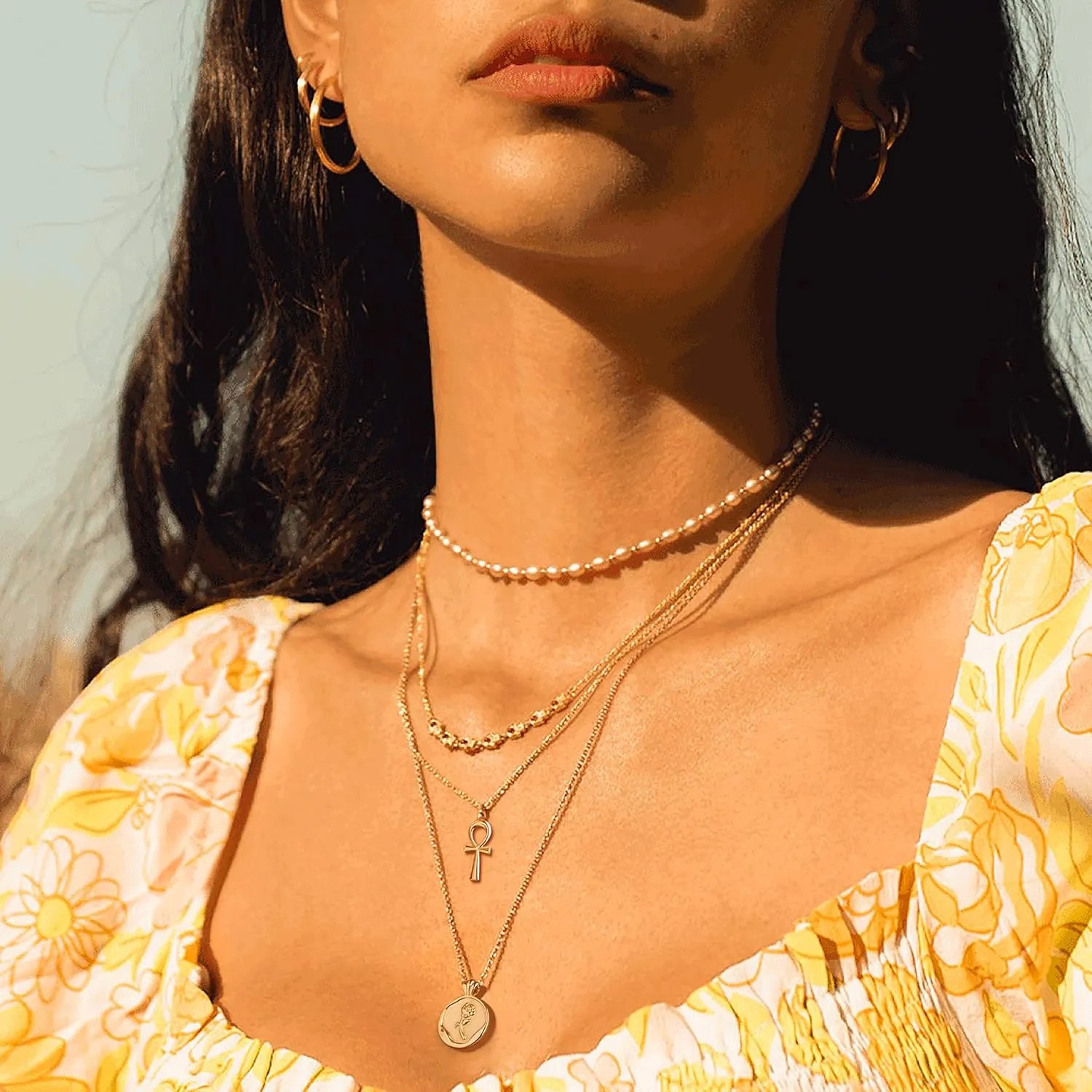 MEVECCO Dainty Gold Cross Necklace for Women - 18K Gold Plated Delicate Minimalist Cubic Zircon Cross Necklaces Cute Faith/Crucifix Jewelry Gift