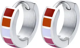 Nanafast Stainless Steel Rainbow Small Huggie Hoop Earrings LGBT Pride Earrings for Women Men Lesbian Bisexual Transgender Nonbinary Asexual Flag Earrings LGBTQ Pride Jewelry