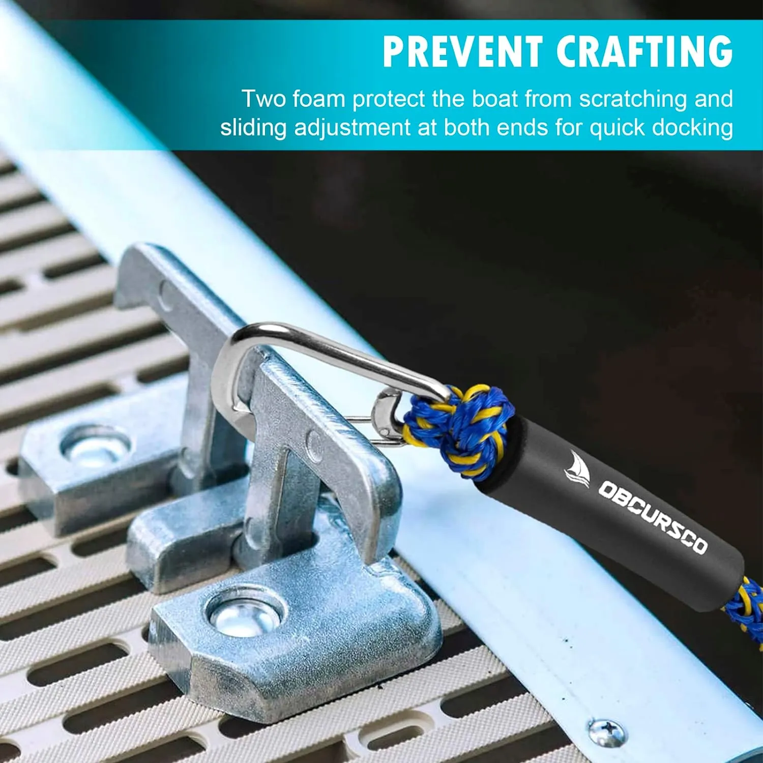 Obcursco Bungee Dock Line, Jet Ski Dock Line with Double 316 Stainless Steel Clips, Boat Snubber Docking Rope for PWC, Boat Accessories for Yamaha Waverunner, Seadoo, Kayak, 2 Pack 6-9ft Black