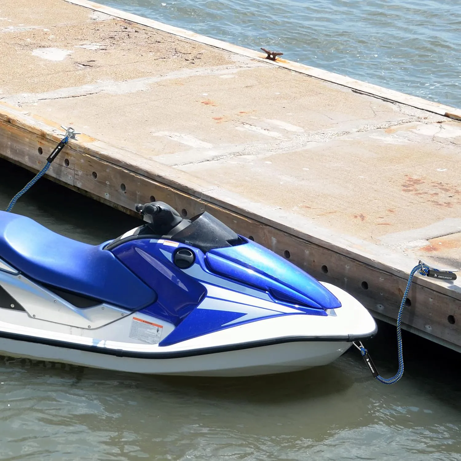 Obcursco Bungee Dock Line, Jet Ski Dock Line with Double 316 Stainless Steel Clips, Boat Snubber Docking Rope for PWC, Boat Accessories for Yamaha Waverunner, Seadoo, Kayak, 2 Pack 6-9ft Black