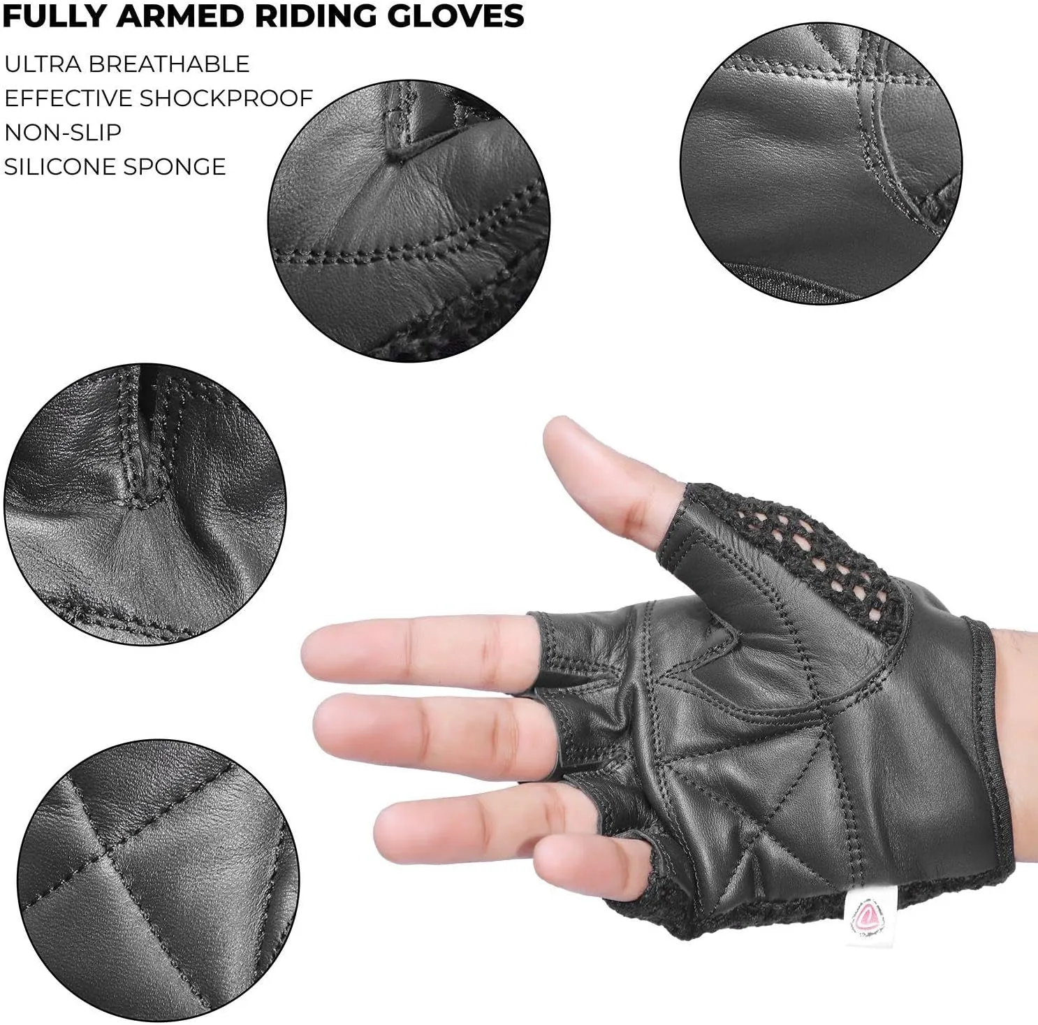 PRIME SPORTS WEIGHT LIFTING MESH REAL LEATHER GYM TRAINING FITNESS DRIVING WHEELCHAIR BLACK GLOVES