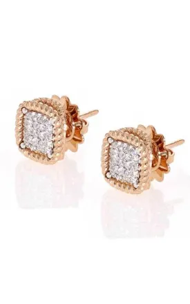 Roberto Coin New Barocco Stud Earrings Rose Gold and Diamond (7771364AHERX)