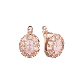 Rose Gold and White Cz Halo Cluster Earrings