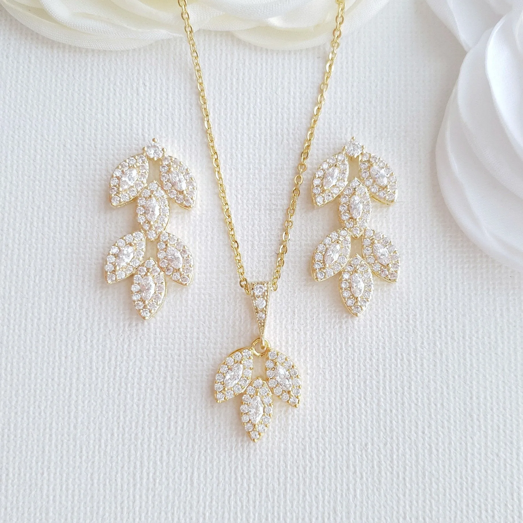 Rose Gold Bridal Jewelry Set-Abby