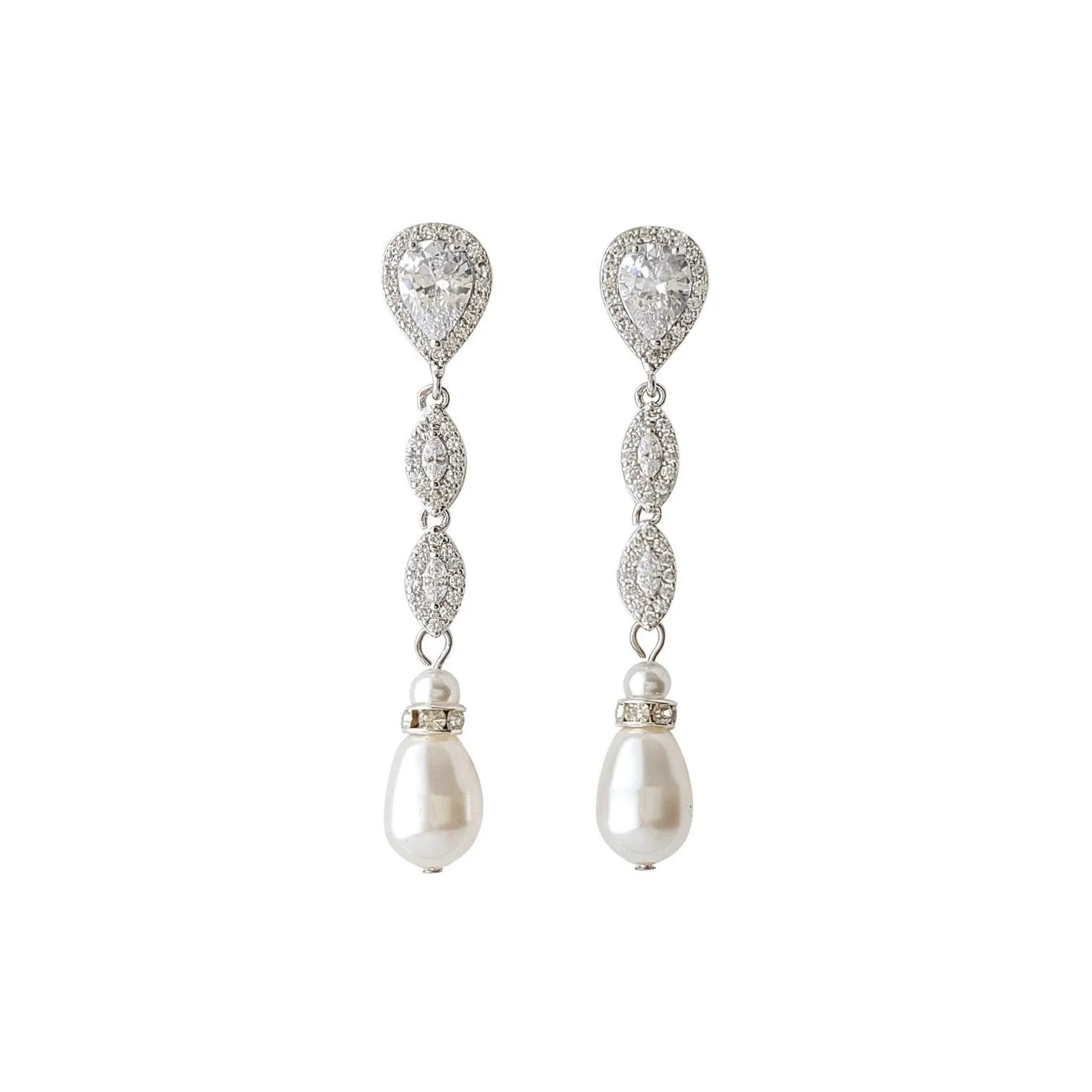 Rose Gold Pearl Earrings-Abby