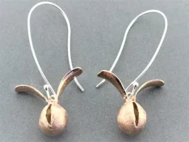 Rose hip drop earring - rose gold on silver