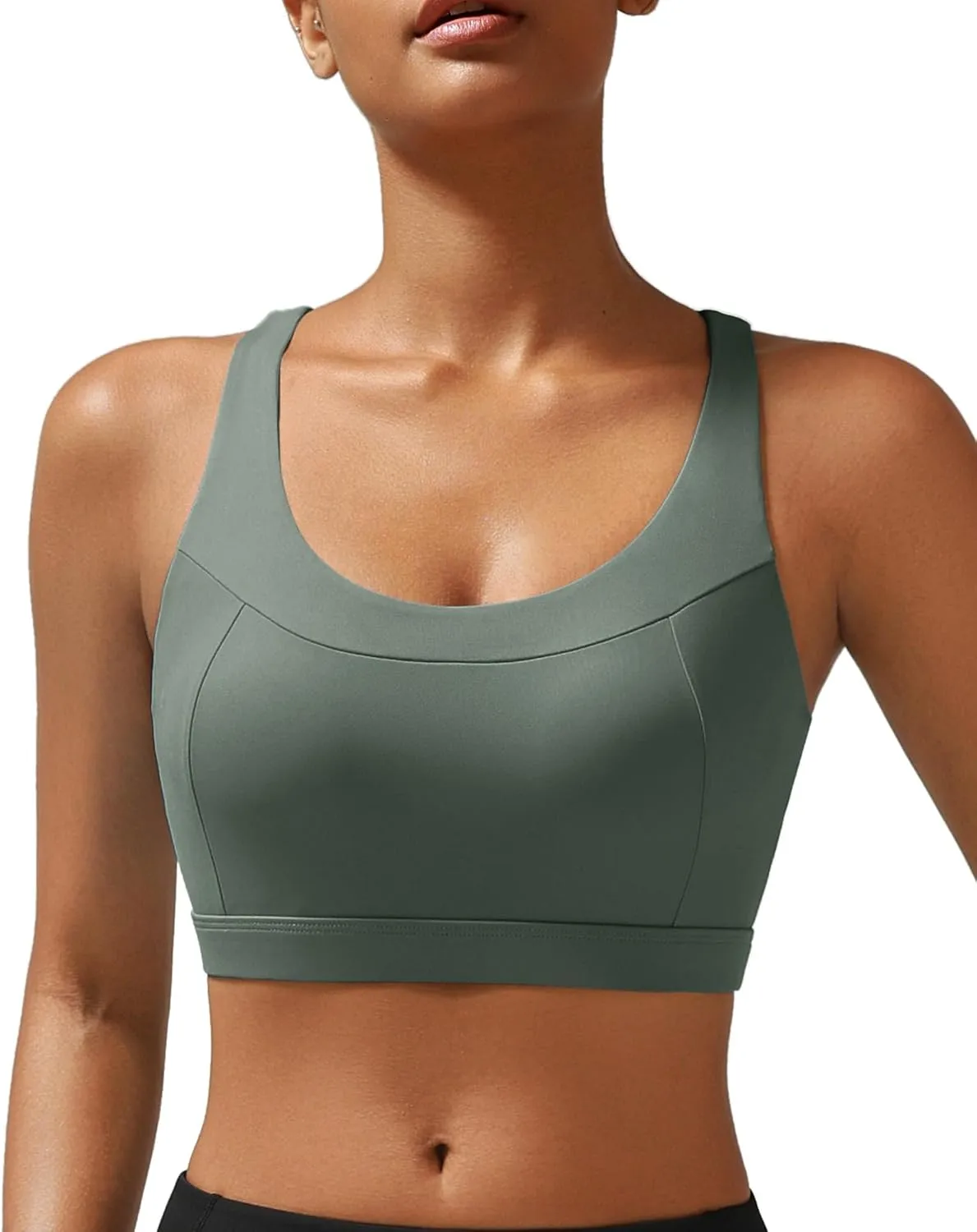 RUNNING GIRL Sports Bras for Women High Support,Racerback Molded Cup Sports Bra with Sewn in Pads