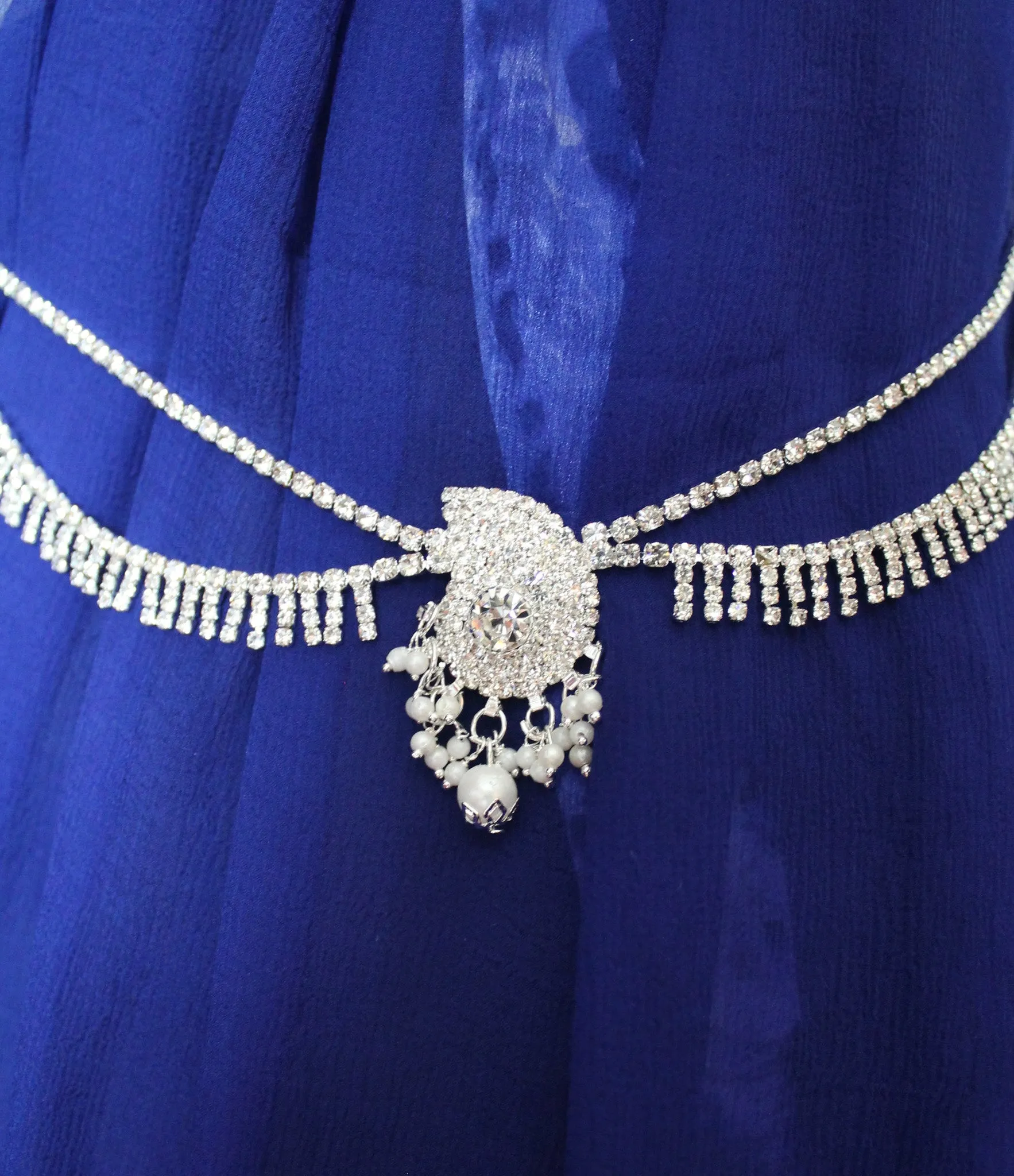 Saree Belt 2175 Silver Zirconia Waist Belt Kamar Band Bikini Belt Shieno Sarees