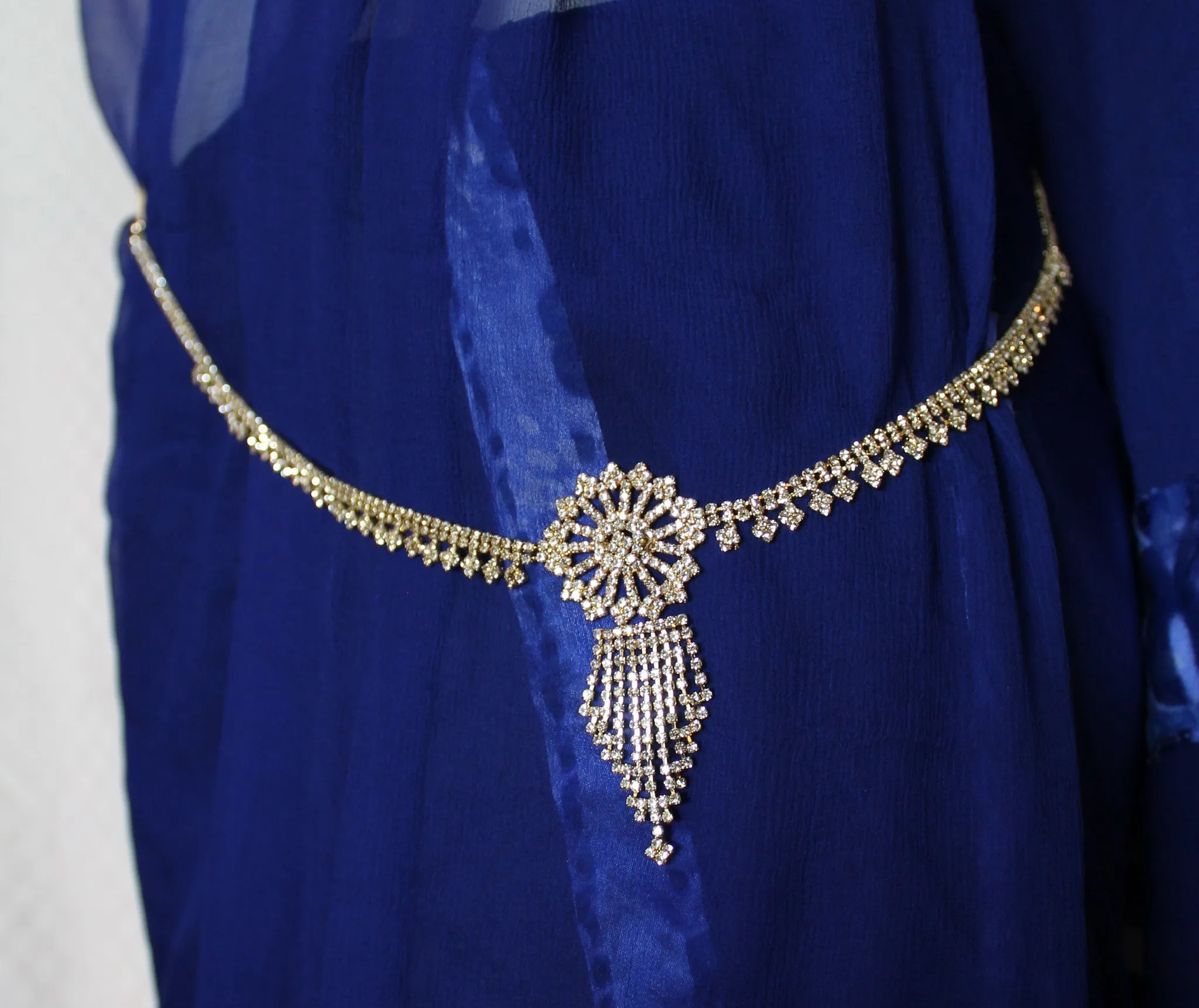 Saree Belt 2175 Silver Zirconia Waist Belt Kamar Band Bikini Belt Shieno Sarees