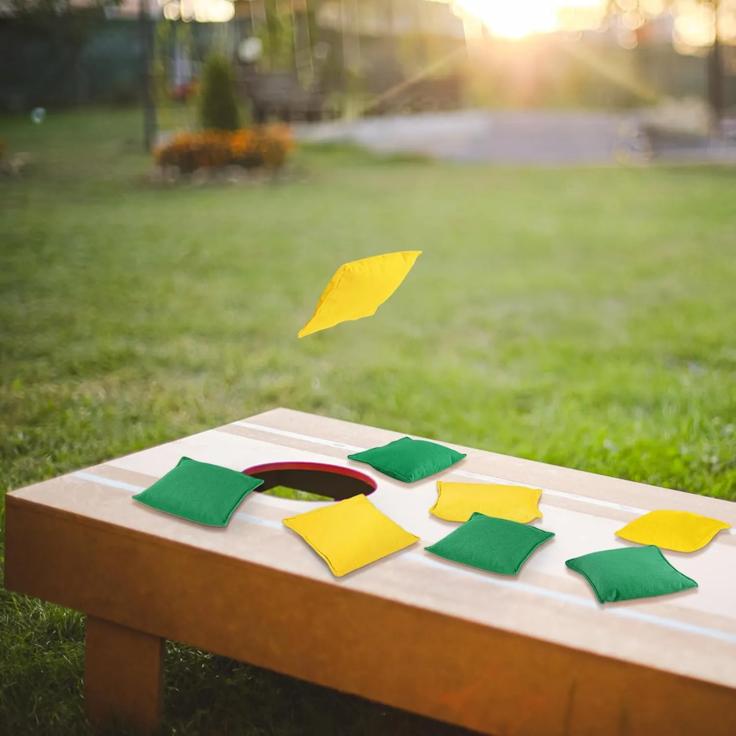 Set of 8 Regulation Cornhole Bags Double Sided, Weather Resistant Bean Bags for Cornhole Toss Game, Corn Hole Beans Bags with Tote Bag