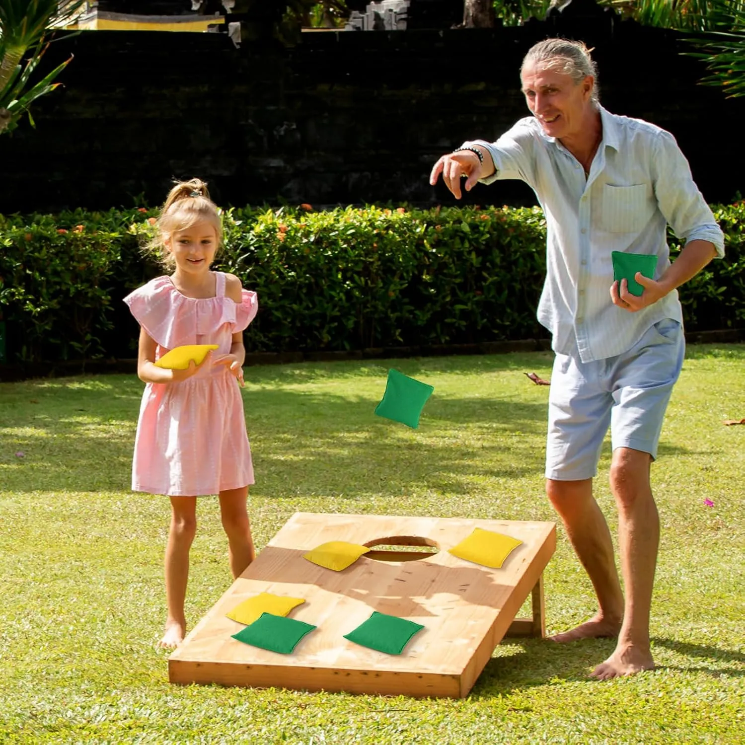 Set of 8 Regulation Cornhole Bags Double Sided, Weather Resistant Bean Bags for Cornhole Toss Game, Corn Hole Beans Bags with Tote Bag