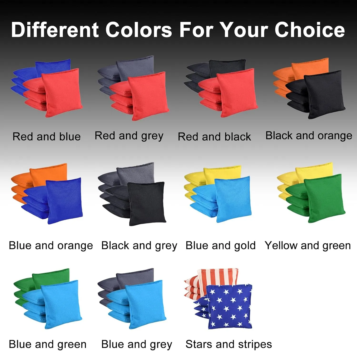 Set of 8 Regulation Cornhole Bags Double Sided, Weather Resistant Bean Bags for Cornhole Toss Game, Corn Hole Beans Bags with Tote Bag