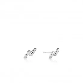 Silver Smooth Twist Stud Earrings E038-01H