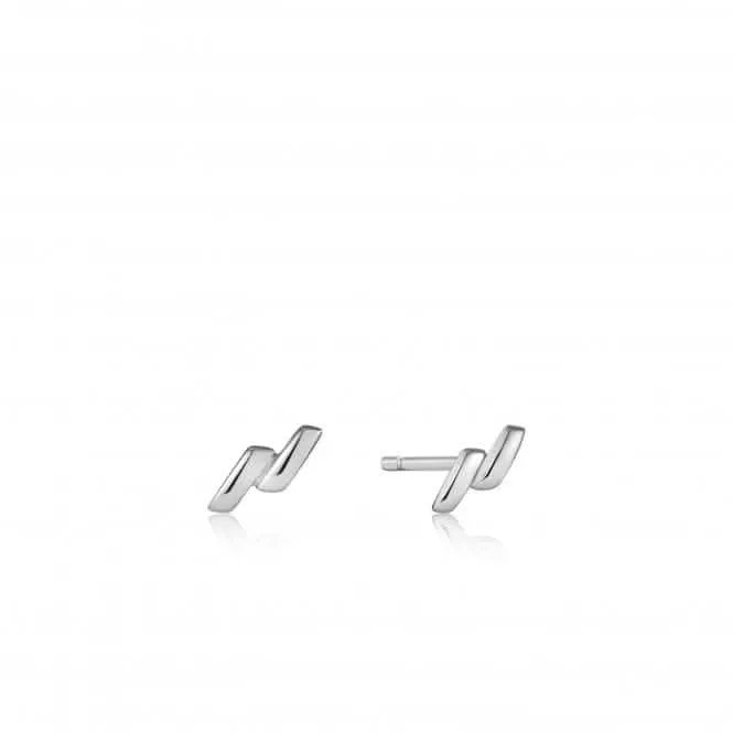 Silver Smooth Twist Stud Earrings E038-01H