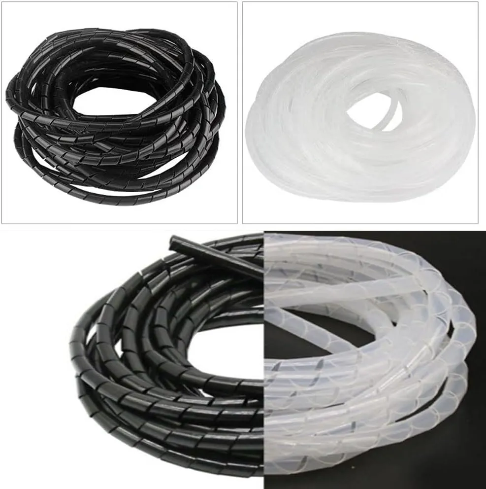 Spiral Cable Wrap - 20 Ft Cable Management Sleeve Organizer for Computer, Power, Audio & Video Cords (1/2 Inch-20Ft, Black)