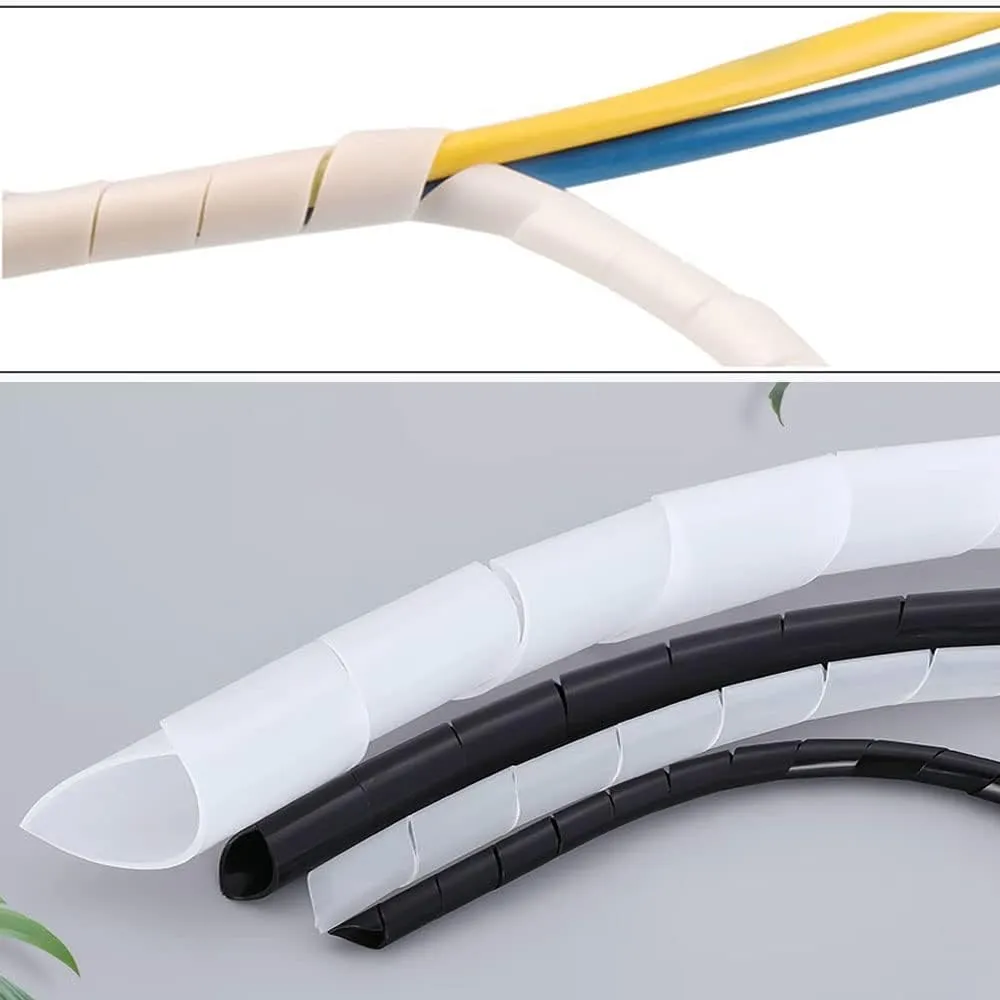 Spiral Cable Wrap - 20 Ft Cable Management Sleeve Organizer for Computer, Power, Audio & Video Cords (1/2 Inch-20Ft, Black)