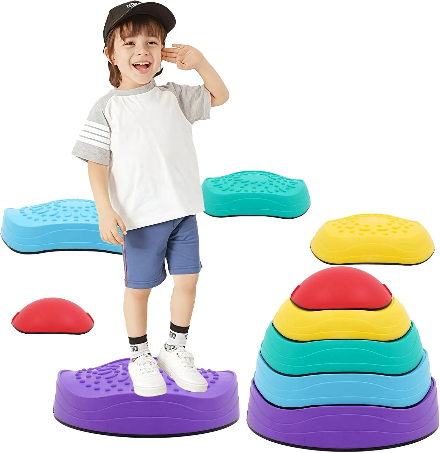 Stepping Stones for Kids Stepping Stones Balance River Stones for Promoting Children's Coordination Skills Sensory Play Equipment Toys Toddler Ages 3 4 5 6 7 8 Years