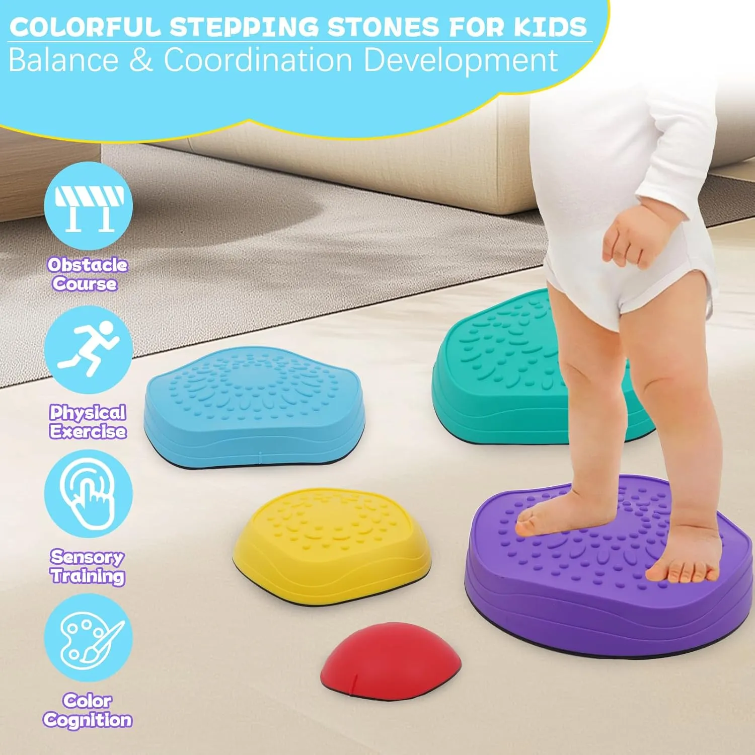 Stepping Stones for Kids Stepping Stones Balance River Stones for Promoting Children's Coordination Skills Sensory Play Equipment Toys Toddler Ages 3 4 5 6 7 8 Years