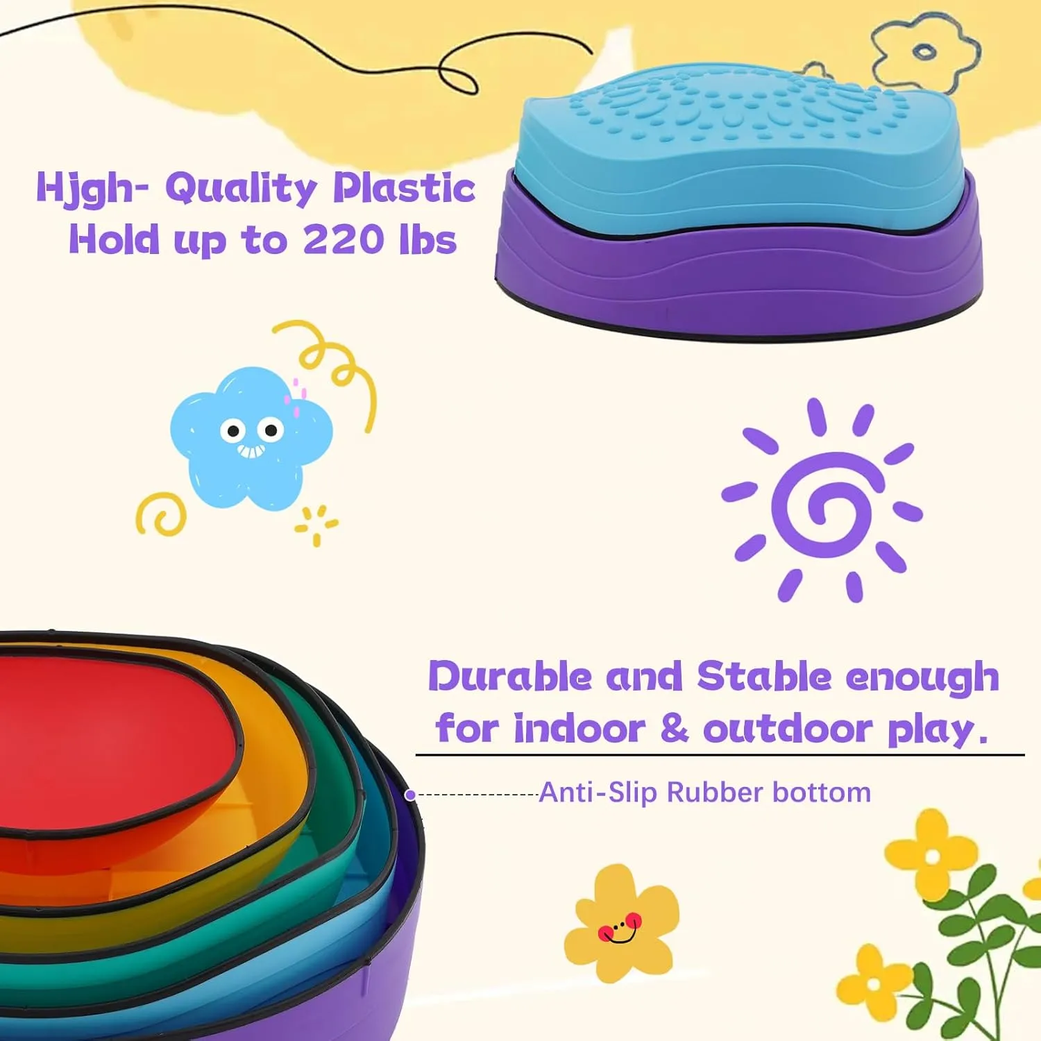 Stepping Stones for Kids Stepping Stones Balance River Stones for Promoting Children's Coordination Skills Sensory Play Equipment Toys Toddler Ages 3 4 5 6 7 8 Years