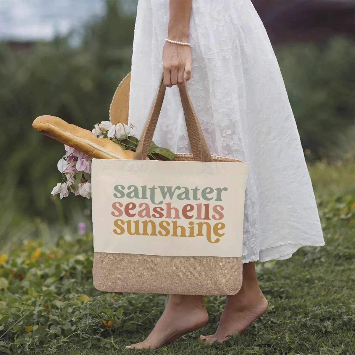 Summer Beach Bag for Women, Large Beach Tote Bag, Mom Gifts from Daughter Son, Shopping Reusable Grocery Bags