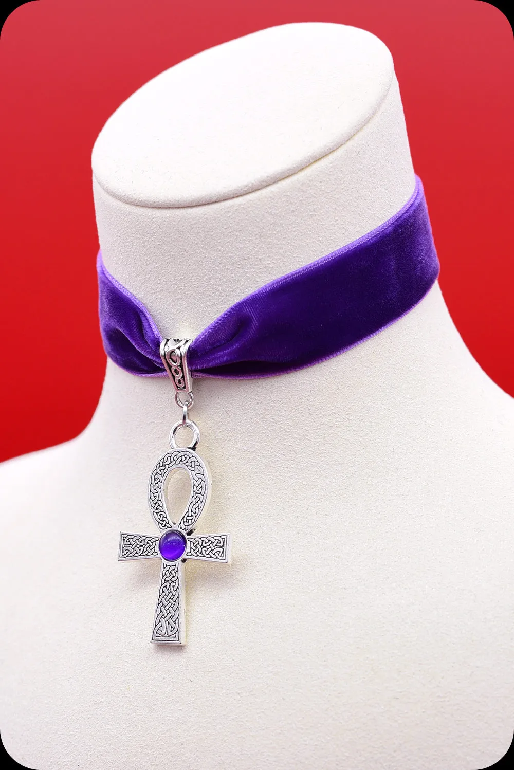 The ANKH Antique Silver Purple Choker