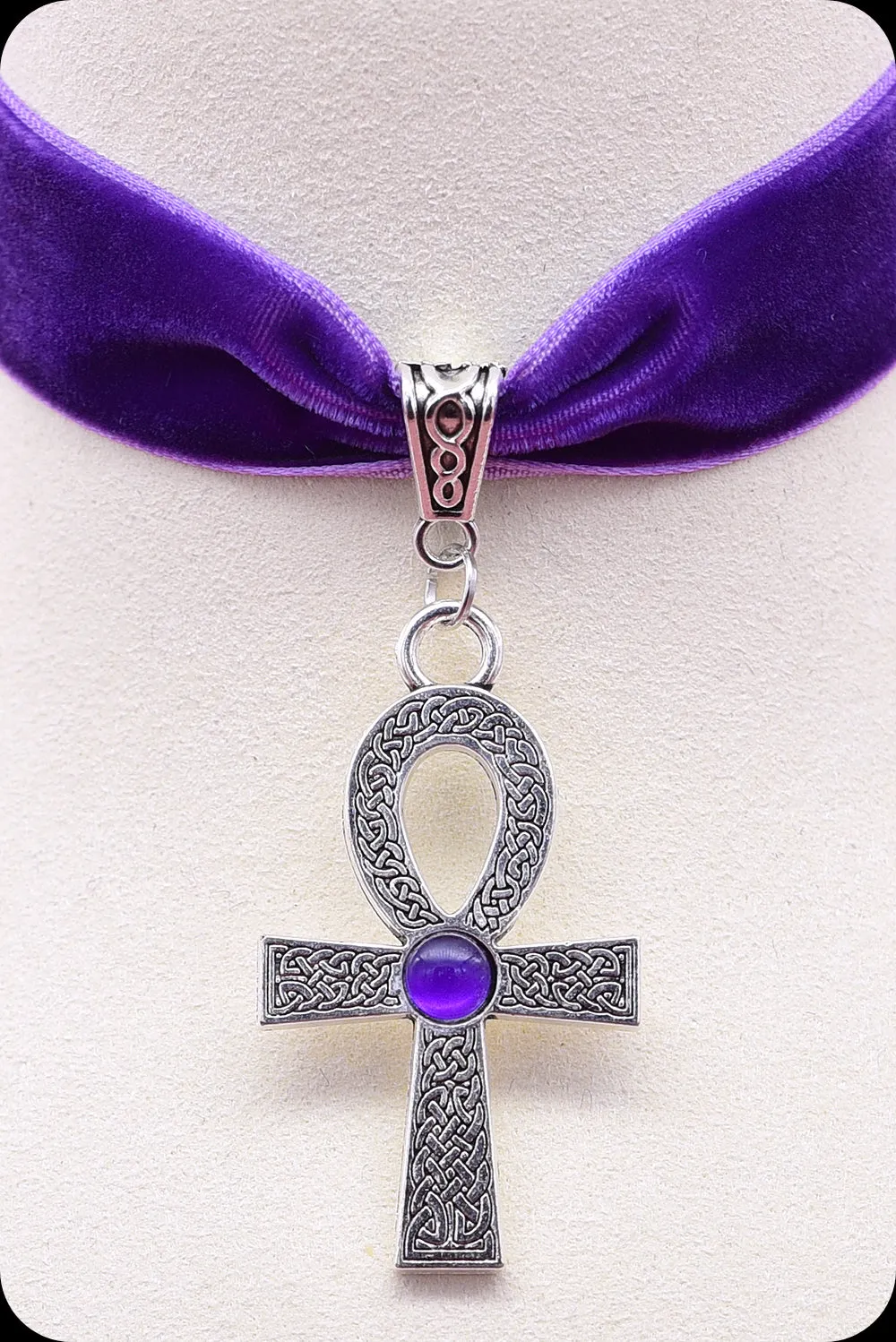 The ANKH Antique Silver Purple Choker