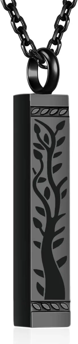 Tree of Life Urn Necklaces for Men Women Bar Cremation Jewelry Keepsake Ashes Necklace Pendent for Human Ashes