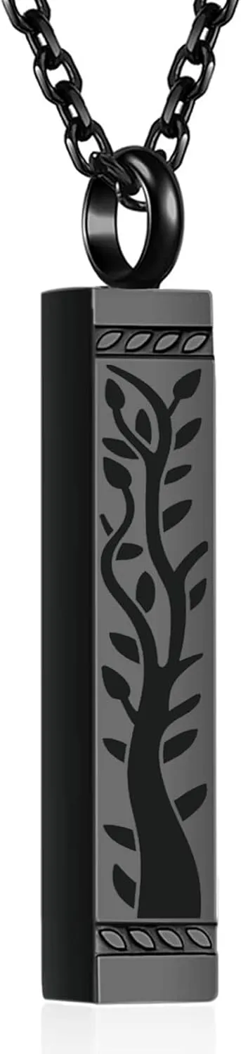 Tree of Life Urn Necklaces for Men Women Bar Cremation Jewelry Keepsake Ashes Necklace Pendent for Human Ashes