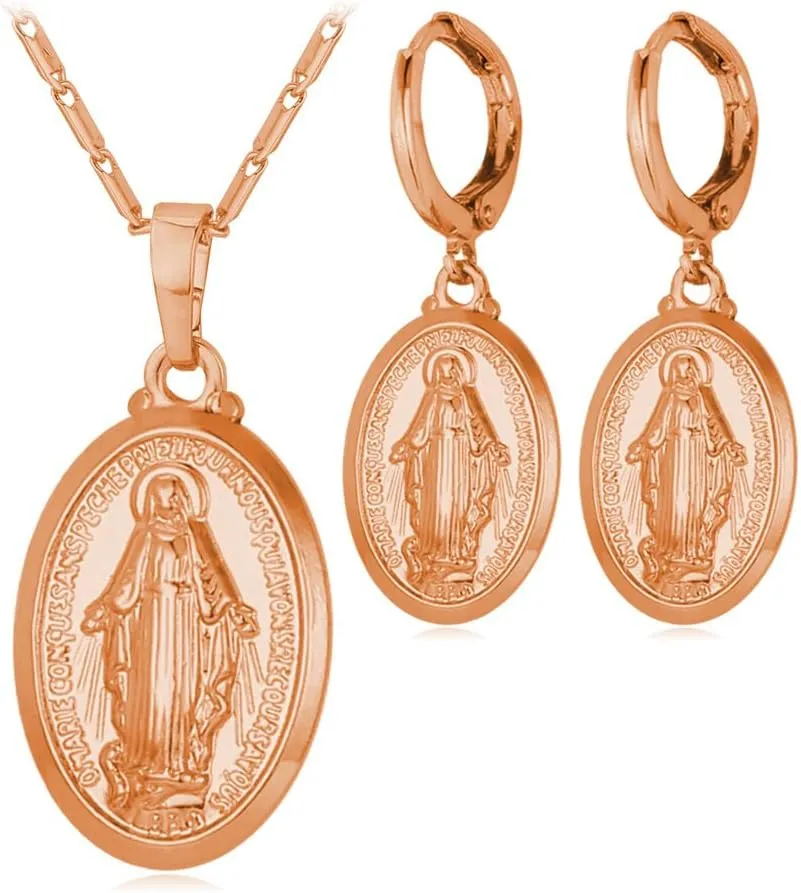 U7 Earrings for Women 18K Gold Plated Virgin Mary Dangle Earrings for Women Christian Jewelry