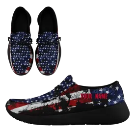 Unique Gift,Personalized  America Flag Sneakers, Custom Patriotic Loafer Shoes,  Canvas Slip On Shoes,
FN018-24020303-7b