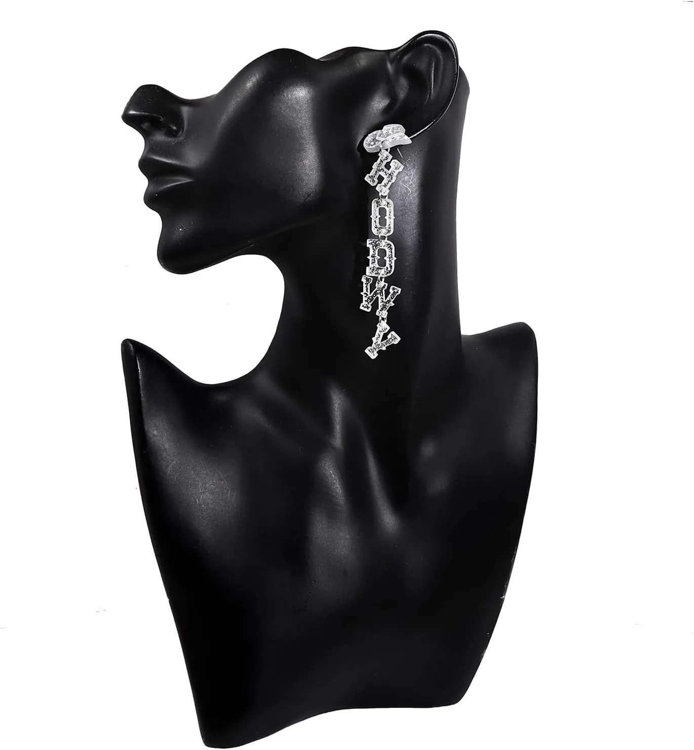 Western Cowboy Cowgirl HOWDY Letters Glitter Drop Dangle Earrings for Women Acrylic Glitter Rodeo Disco Cowboy Hat Earrings Country Concert Party Outfits Jewelry