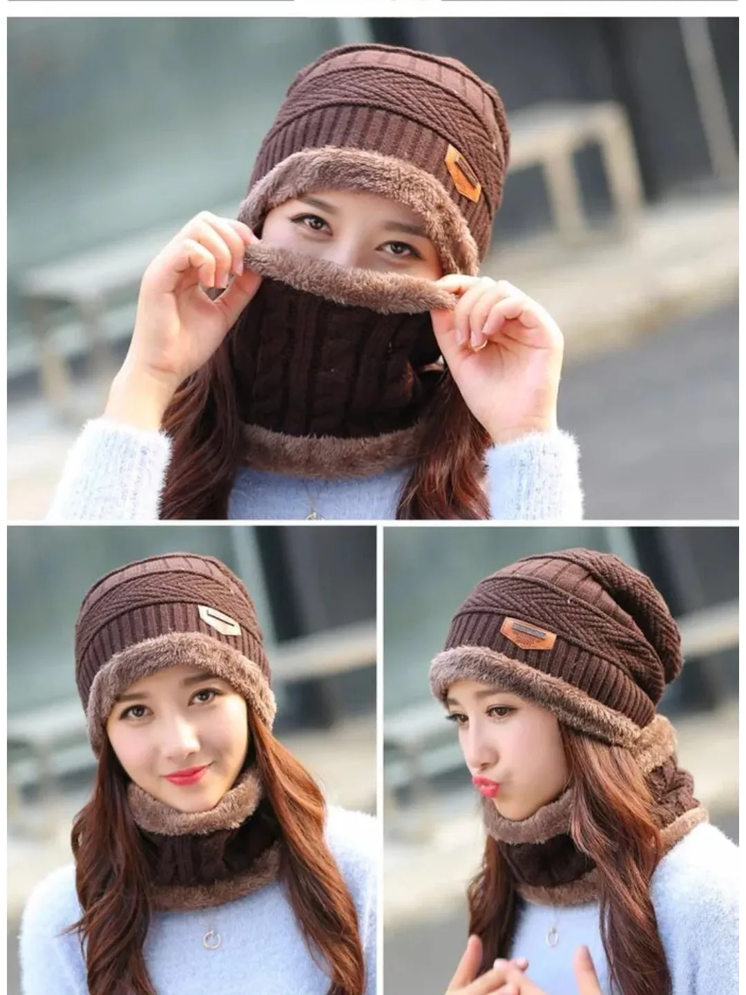 Winter Hat with Neck Warmer (Skullies & Beanies) For Men and Women 012354