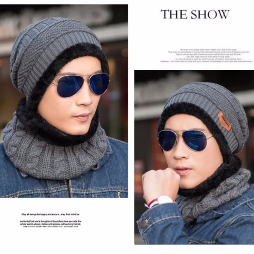 Winter Hat with Neck Warmer (Skullies & Beanies) For Men and Women 012354