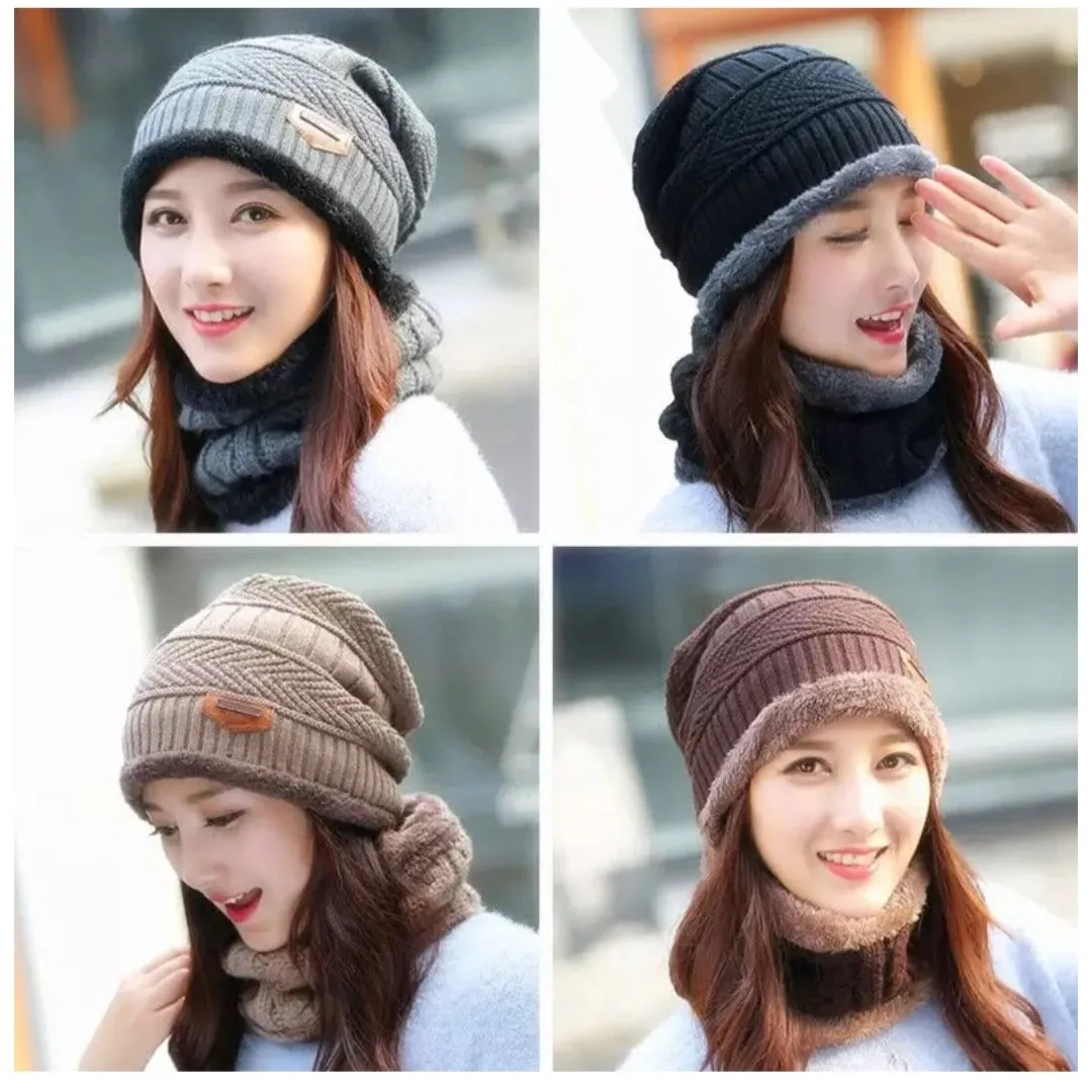 Winter Hat with Neck Warmer (Skullies & Beanies) For Men and Women 012354