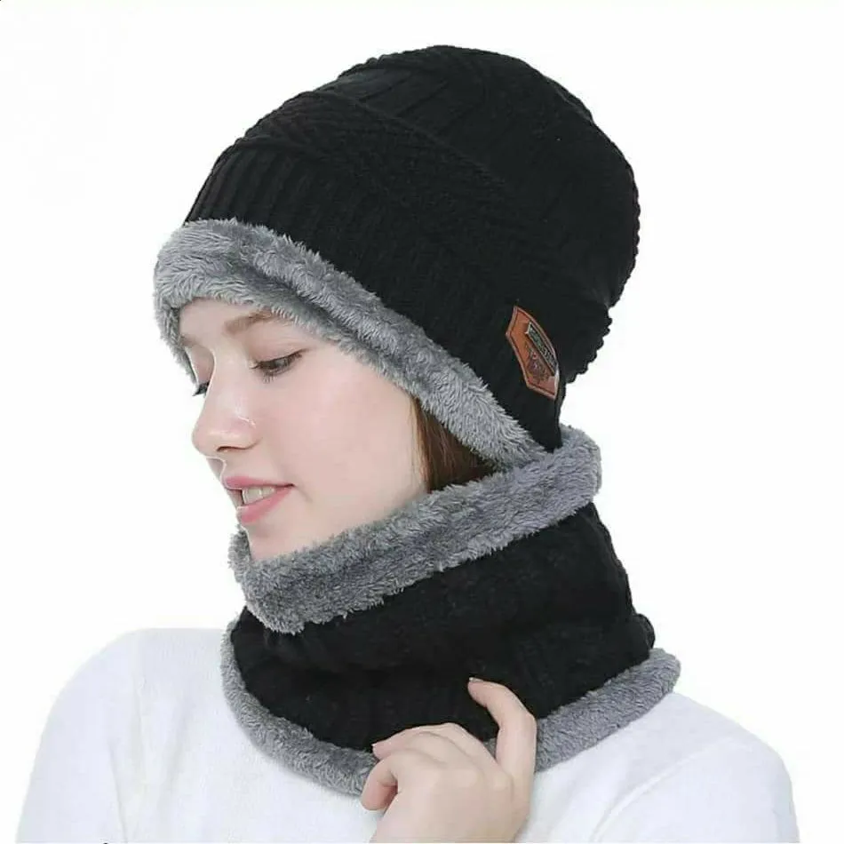 Winter Hat with Neck Warmer (Skullies & Beanies) For Men and Women 012354