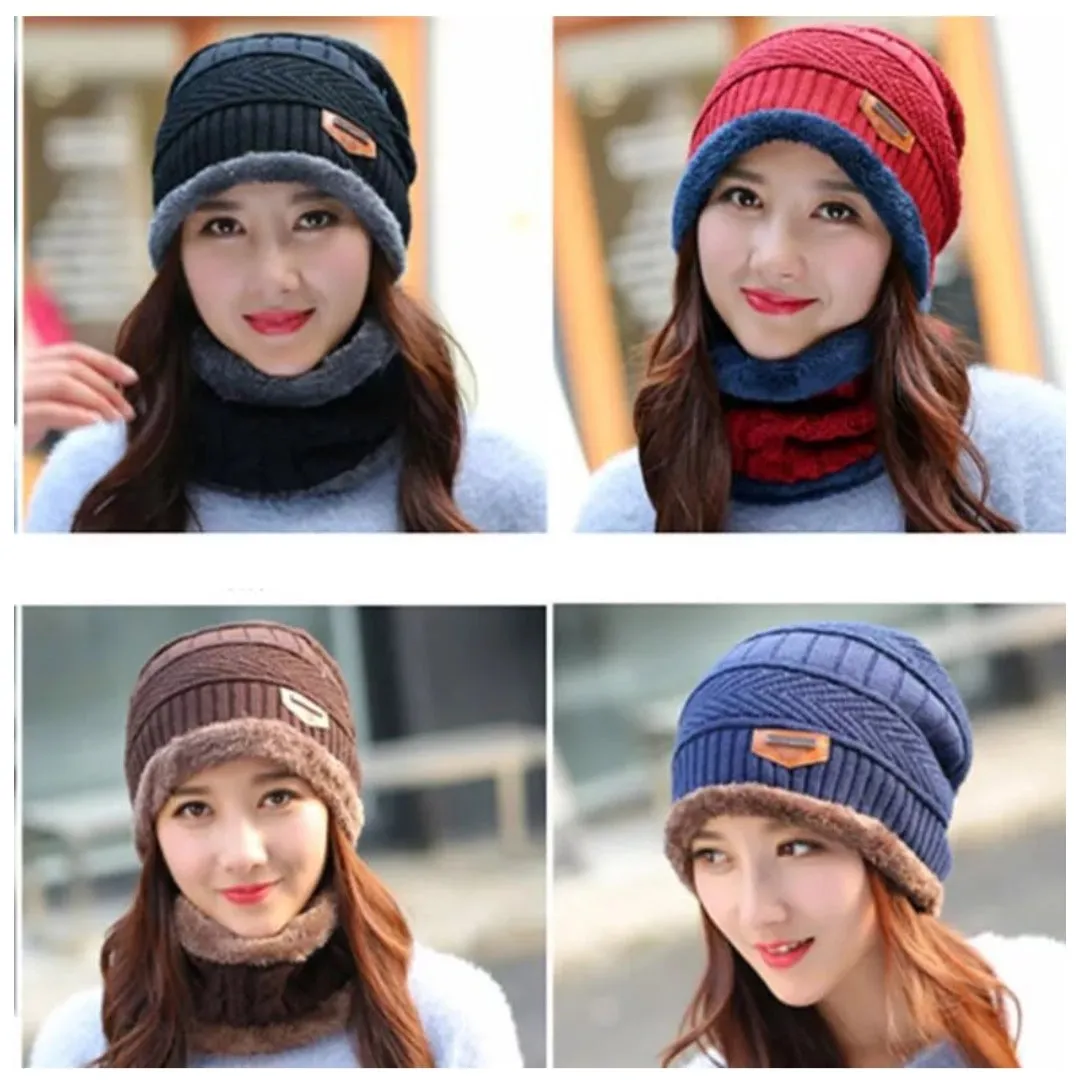Winter Hat with Neck Warmer (Skullies & Beanies) For Men and Women 012354