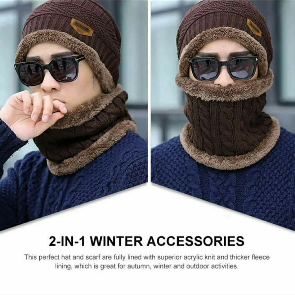 Winter Hat with Neck Warmer (Skullies & Beanies) For Men and Women 012354