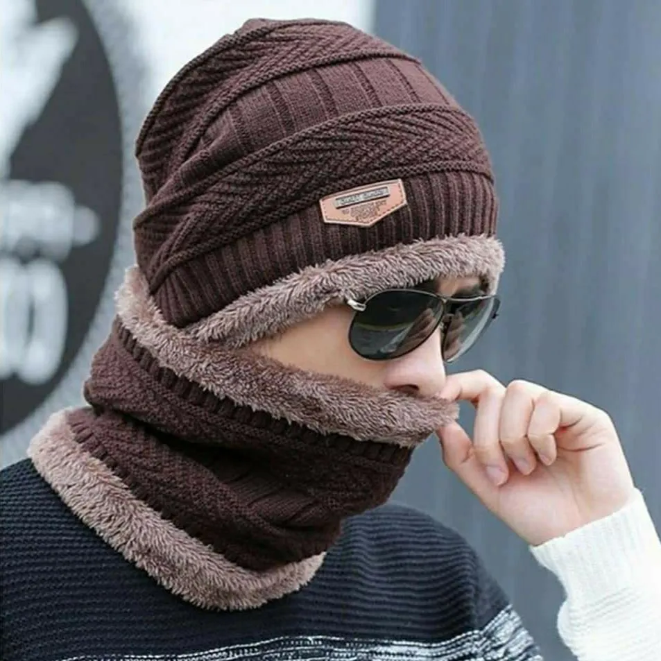 Winter Hat with Neck Warmer (Skullies & Beanies) For Men and Women 012354