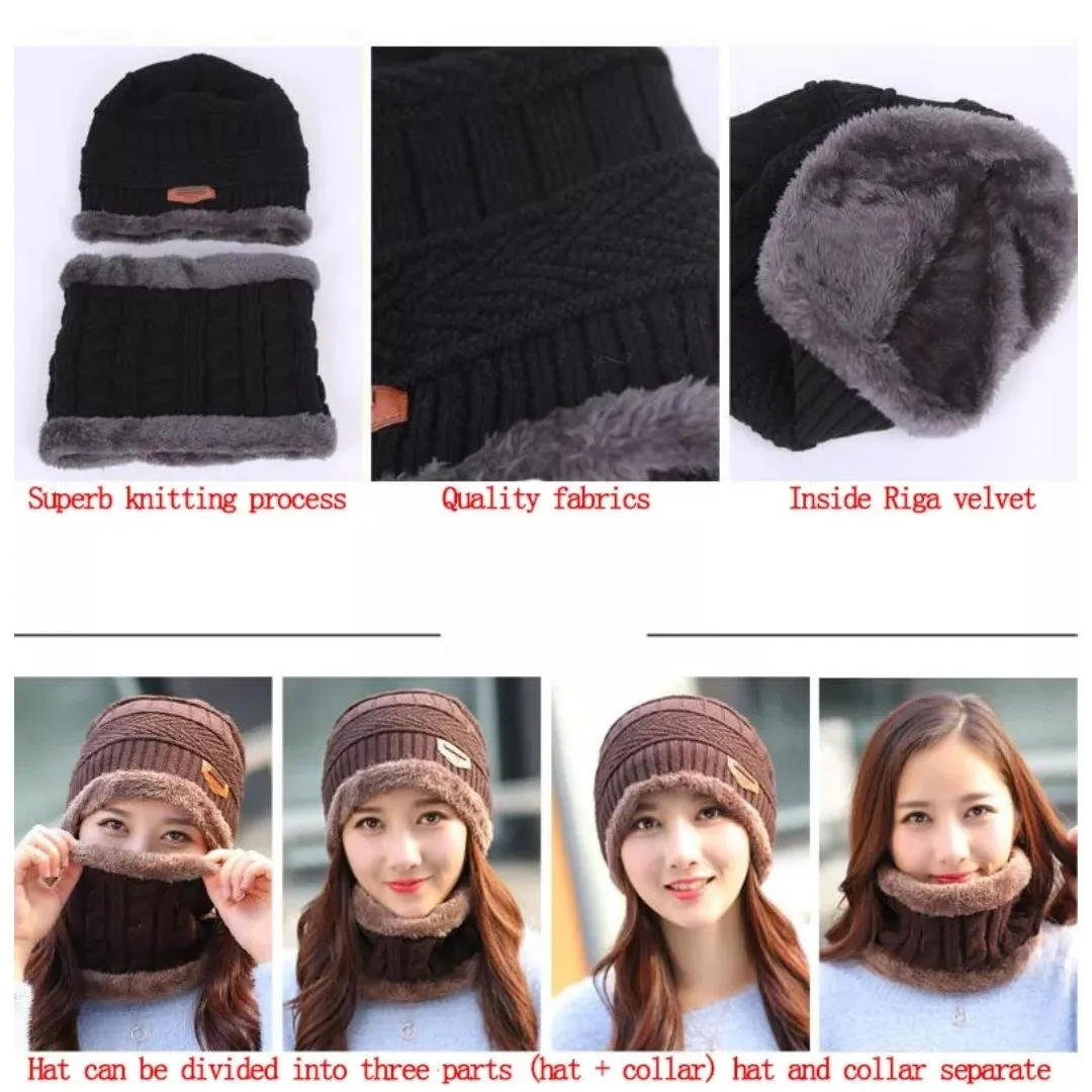 Winter Hat with Neck Warmer (Skullies & Beanies) For Men and Women 012354