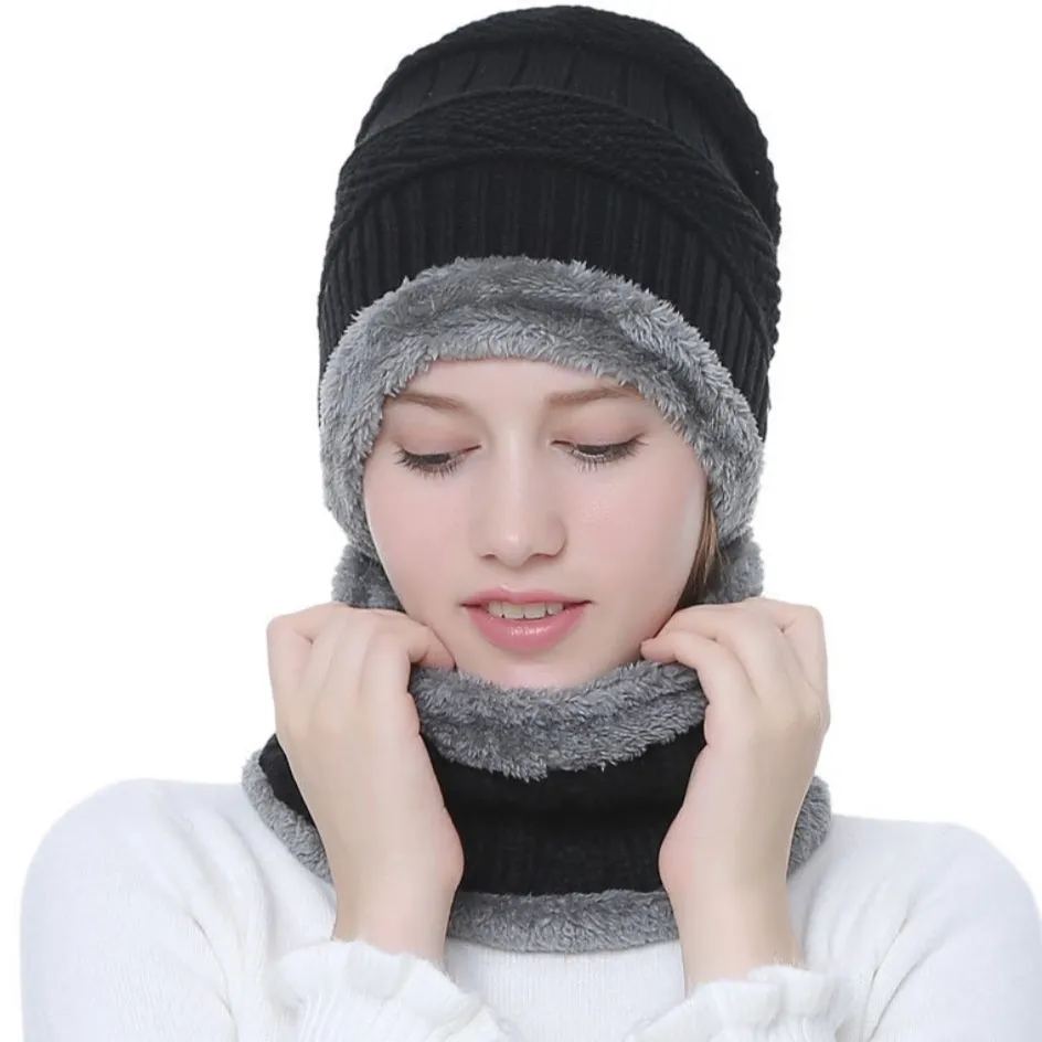 Winter Hat with Neck Warmer (Skullies & Beanies) For Men and Women 012354
