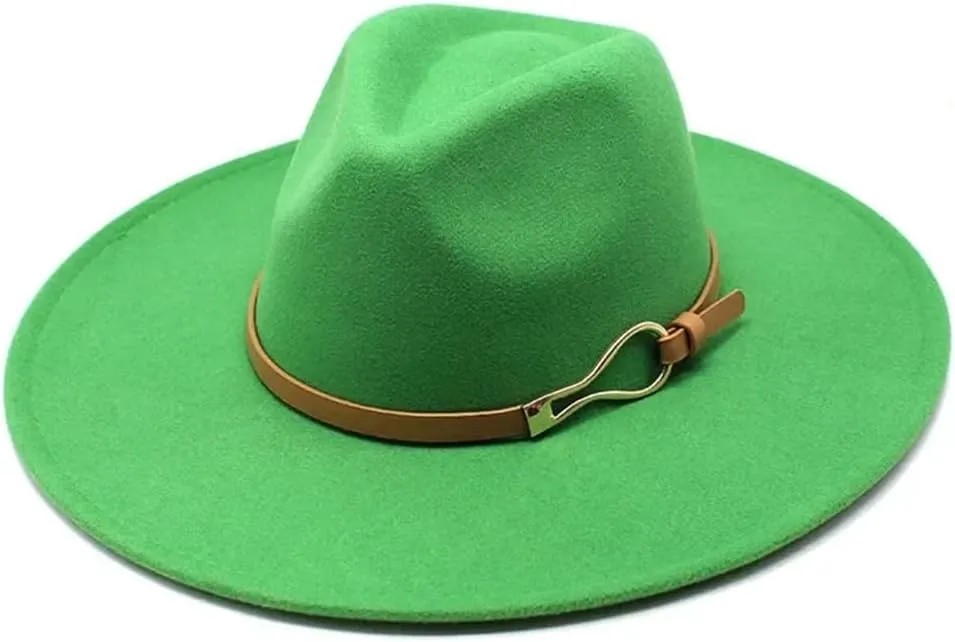Women Fedora Hat Big Wide Brim 9.5Cm Vintage Felted Jazz Hat Winter FormaDress Cap