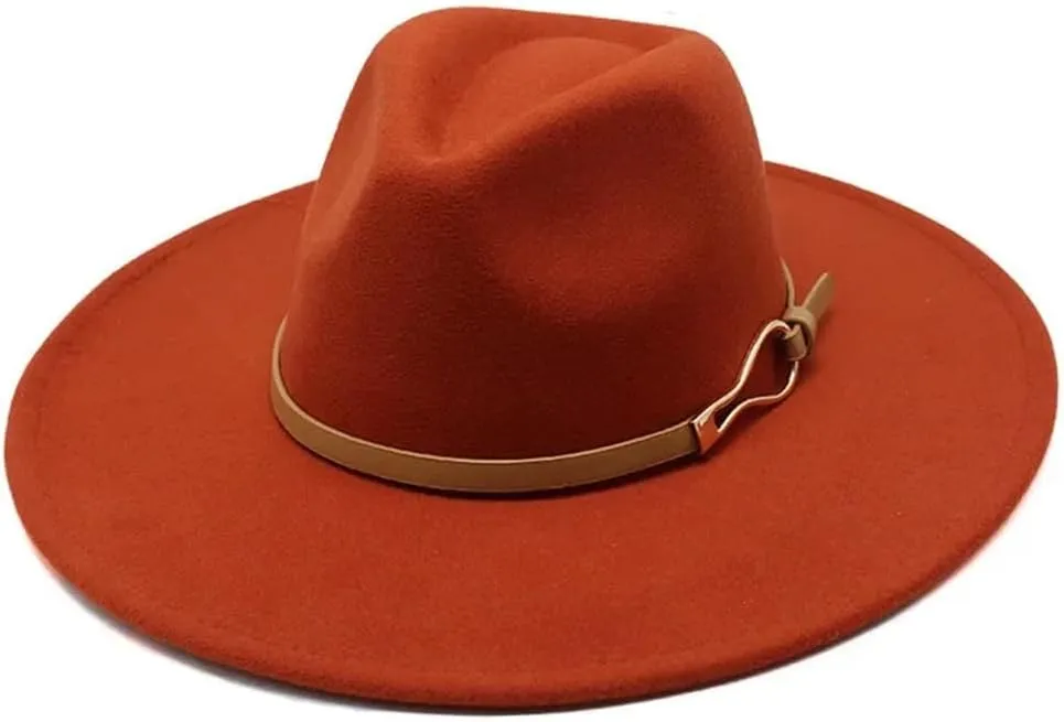 Women Fedora Hat Big Wide Brim 9.5Cm Vintage Felted Jazz Hat Winter FormaDress Cap
