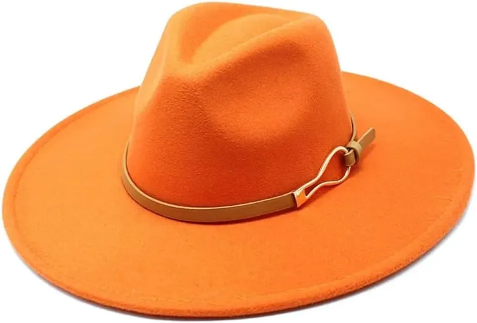 Women Fedora Hat Big Wide Brim 9.5Cm Vintage Felted Jazz Hat Winter FormaDress Cap
