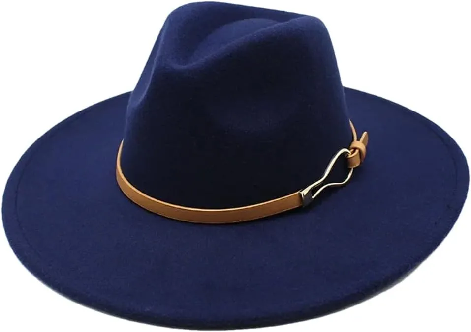 Women Fedora Hat Big Wide Brim 9.5Cm Vintage Felted Jazz Hat Winter FormaDress Cap